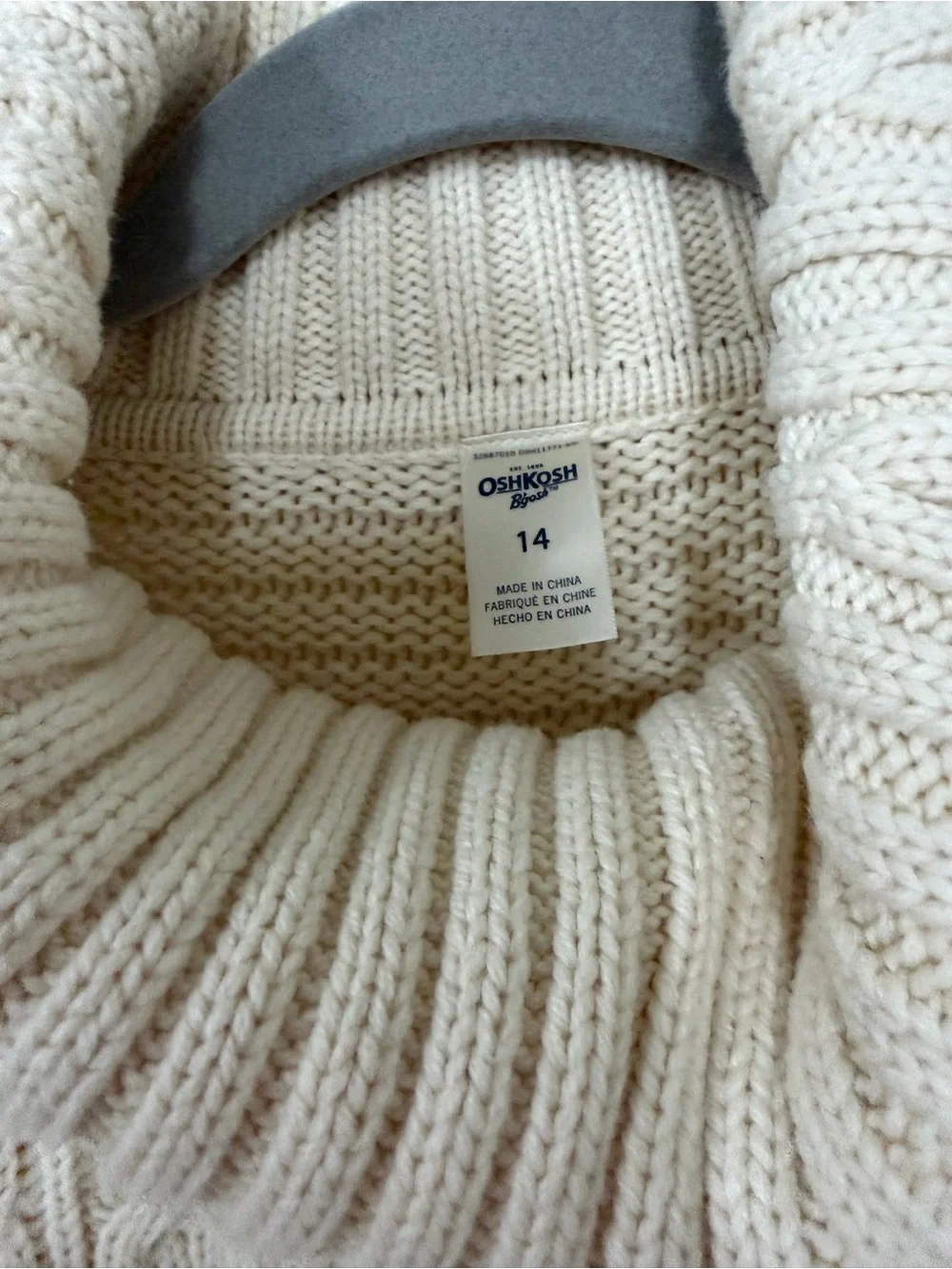 OshKosh B'gosh Cream Cable-Knit Turtleneck Poncho Sweater